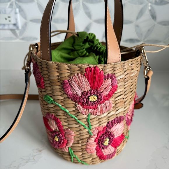 Frances Valentine raffia poppy embroidered bucket bag - Picture 9 of 12